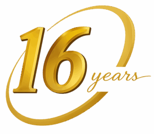 16 Years Gold Logo Icon