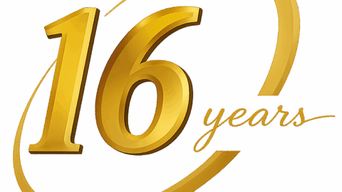 16 Years Gold Logo Icon